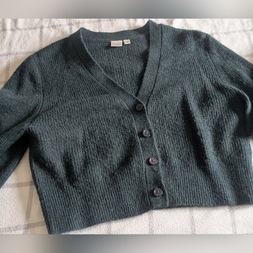 LAST CHANCE Twik Forest Green Cropped Button-Up Cardigan